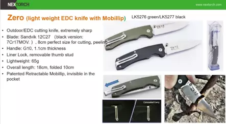 Nextorch TK Zero taittoveitsi oliivin vihreä - Veitset ja puukot - 22381 - 2