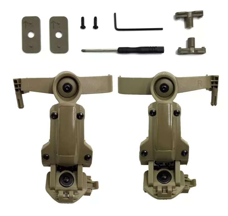 ATSC kypäräadapterit C-sarjan suojaimille 19mm ARC + Wendy MLok vertikaalikiskoihin hiekka - Kypärät ja niiden varusteet - 23651 - 1