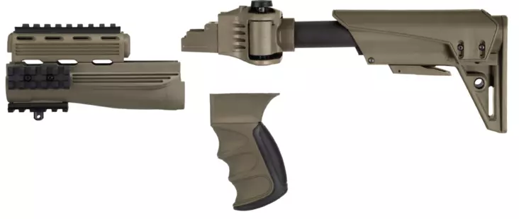 ATI AK-47 Strikeforce taittoperä, etutukki ja pistoolikahva, ruskea (FDE) - Muut kiväärit - 24531 - 1