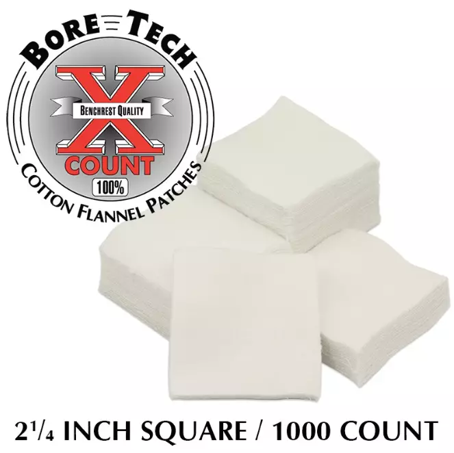 Bore Tech puhdistuslappu neliö 2 1/4" 1000 kpl, .35 - .45 kaliipereille - Puhdistuslaput ja lapuntyöntimet - 22151 - 1