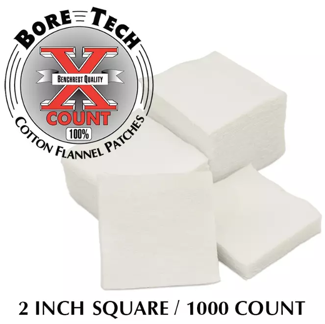 Bore Tech puhdistuslappu neliö 2" 1000 kpl, .30 - .338 kaliipereille - Puhdistuslaput ja lapuntyöntimet - 22162 - 1
