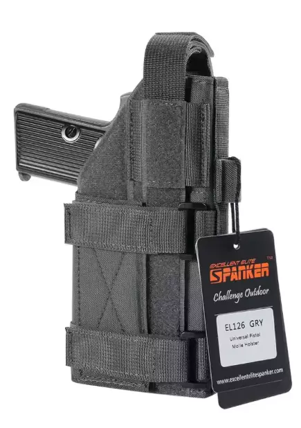 ATSC Pistoolikotelo Warrior M5 Spanker Elite Molle säädettävä yleismalli valoille harmaa oikeankätinen - Valokotelot - 23534 - 1