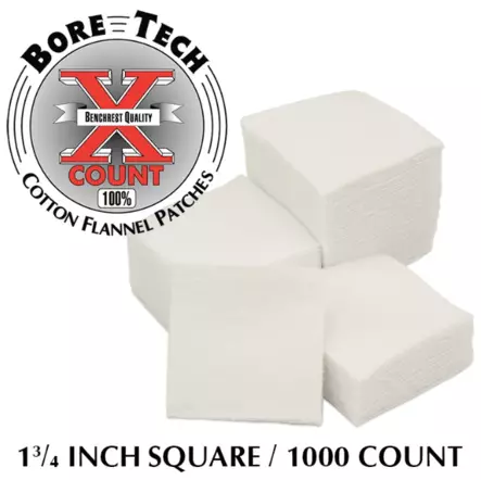 Bore Tech puhdistuslappu neliö 1 3/4" 1000 kpl, 7 mm - .30 kaliipereille - Puhdistuslaput ja lapuntyöntimet - 22135 - 1
