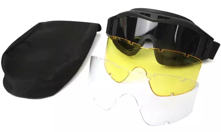 ATSC Combat Night Ops Kit ballistiset suojalasit kolmella 4 mm linssillä, musta - Ampujanlasit - 23555 - 1