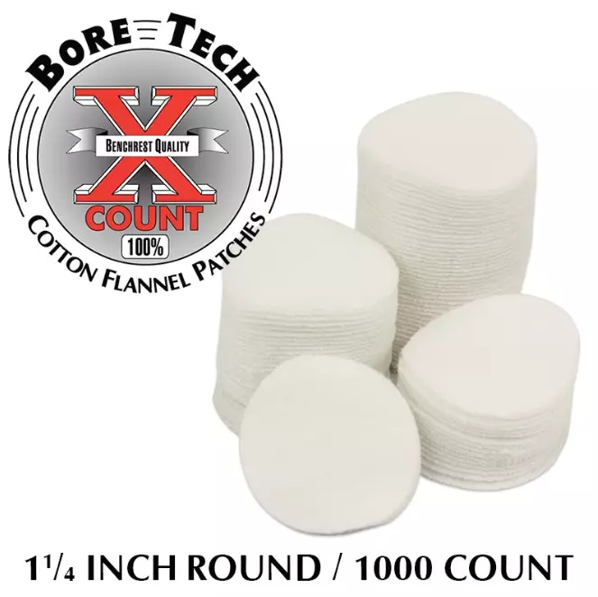 Bore Tech puhdistuslappu pyöreä 1 1/4" 1000 kpl, .22 - 6 mm kaliipereille - Puhdistuslaput ja lapuntyöntimet - 22127 - 1